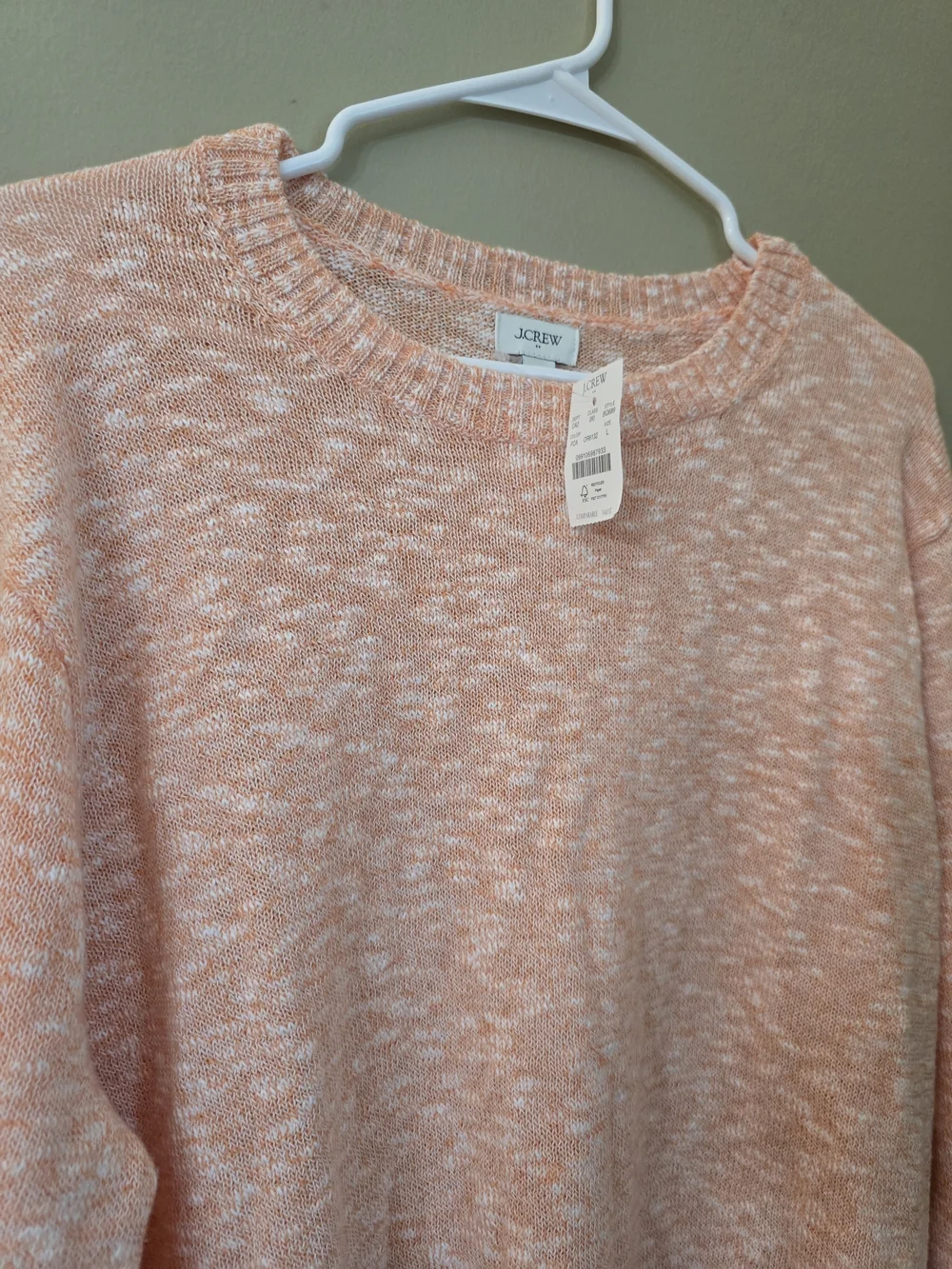 J. Crew Pink Marled Crewneck Sweater Women Size L